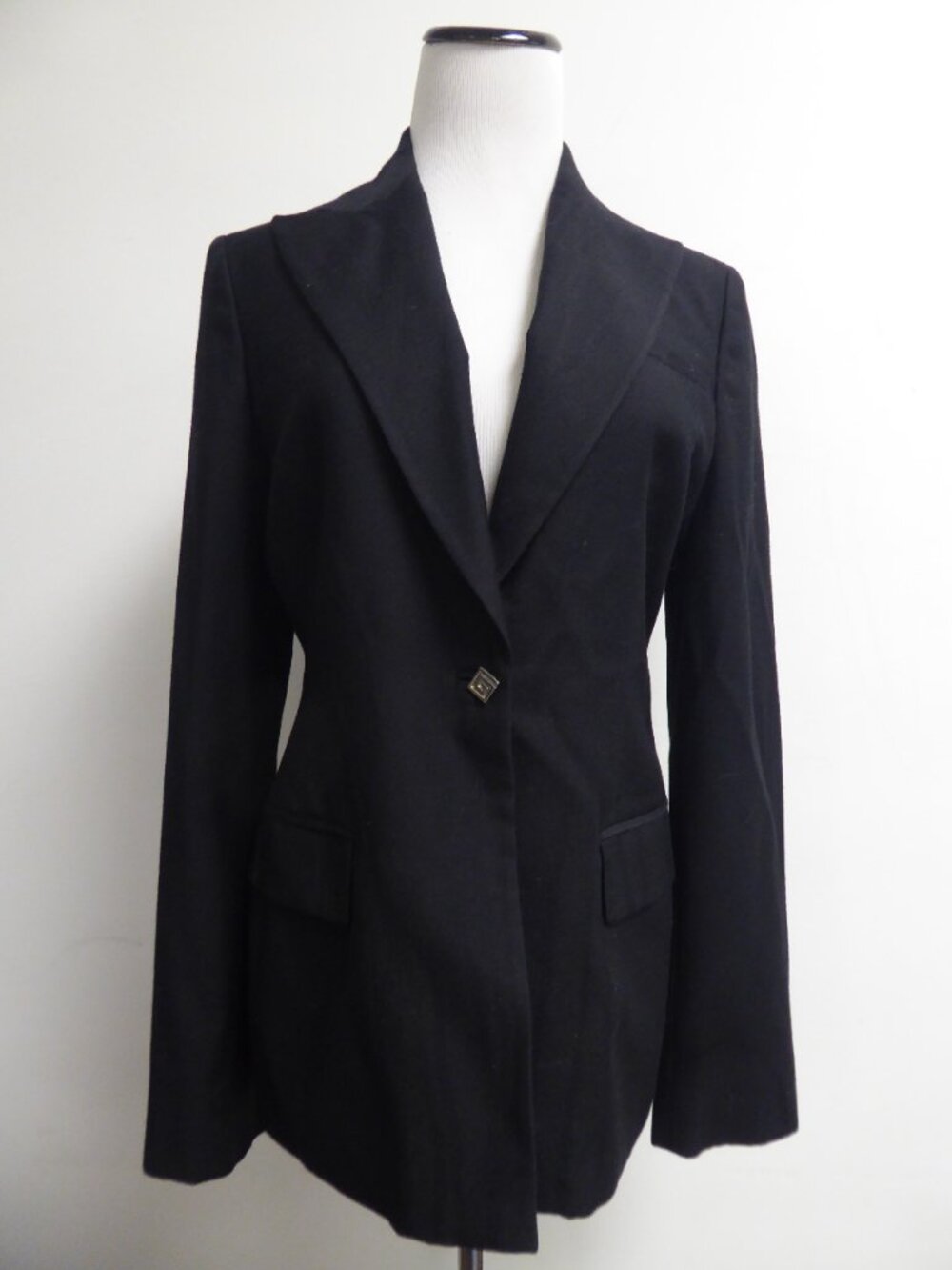 Vintage GIANNI VERSACE COUTURE long black classic jacket wool BLAZER 8 i42